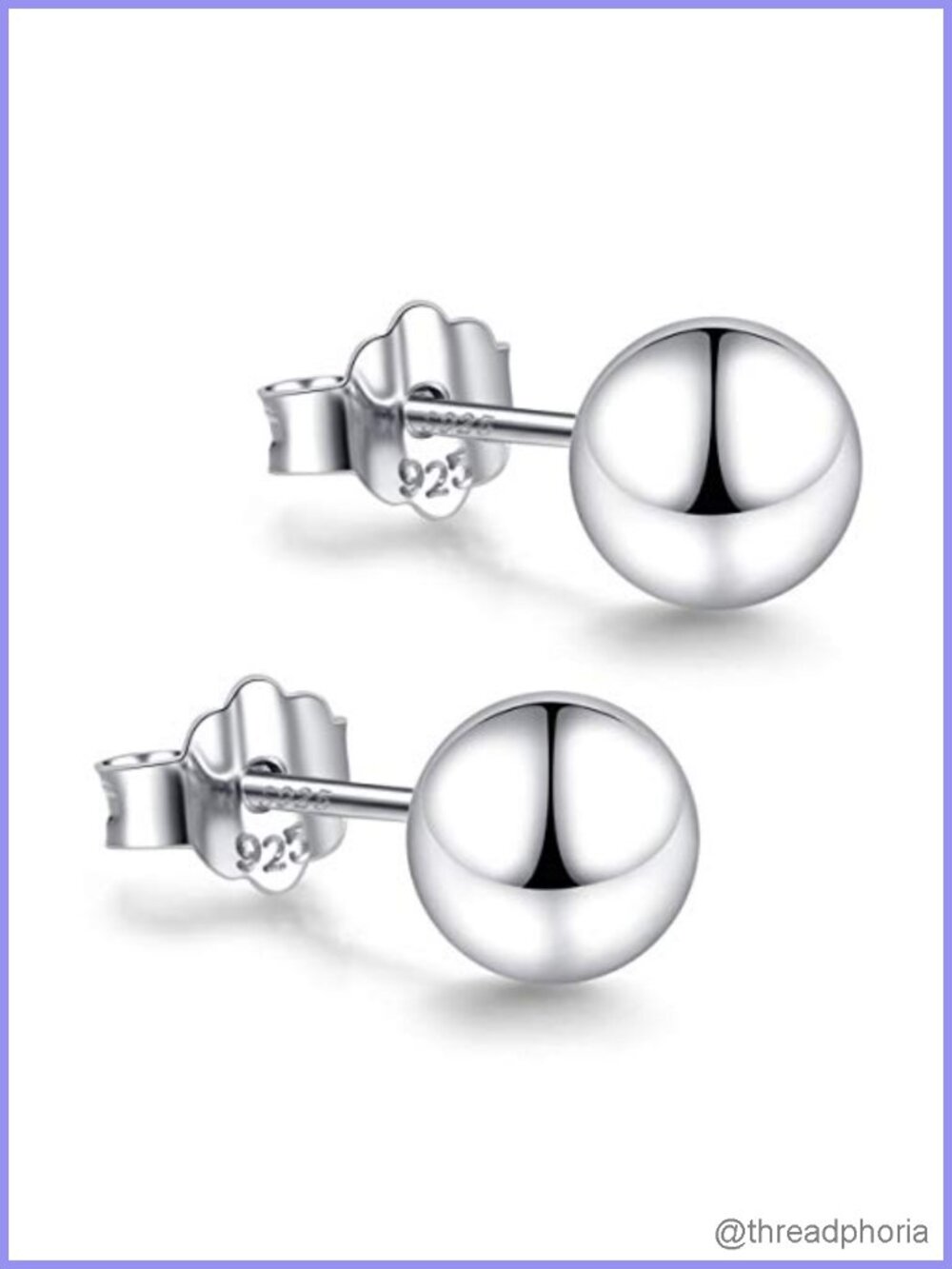 18K White Gold Plated Sterling Silver Ball Stud Earrings